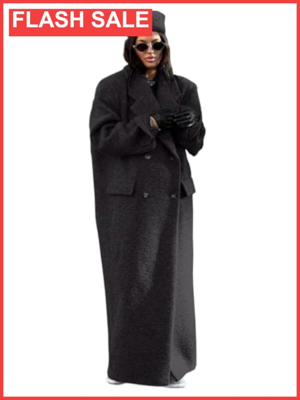 Womens Long Faux Suede Peacoat Oversized Maxi Wool Coat